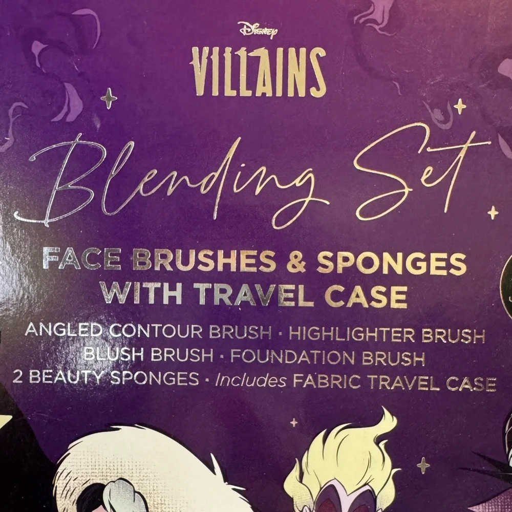 Disney Villains Makeup Brushes and Sponges Blending Set 7 piece